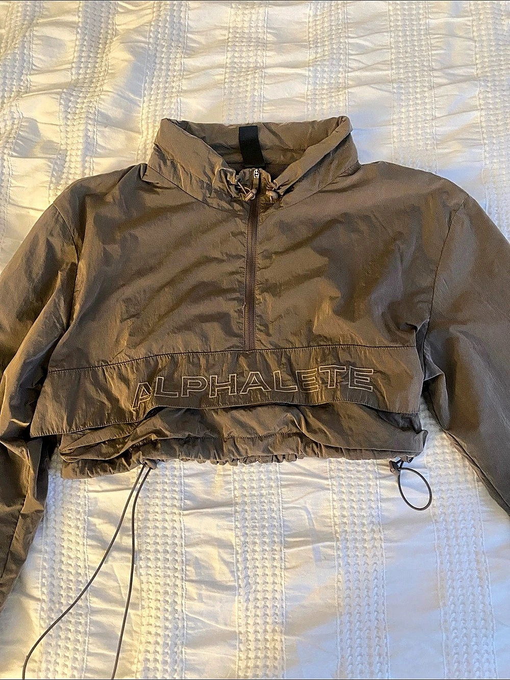 Alphalete Endure Crop Jacket Cropped Windbreaker Brown Small